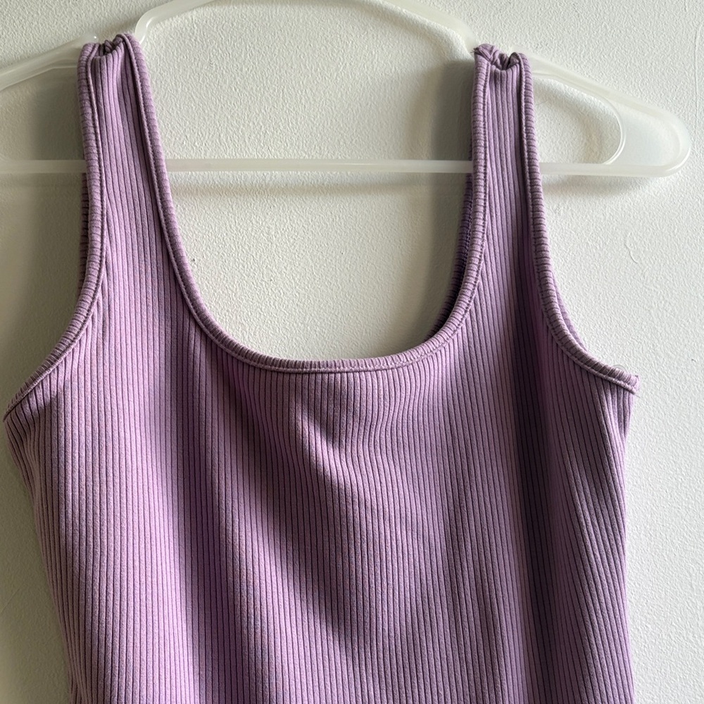 Lilac Ribbed Mini Dress - Picture 2 of 4